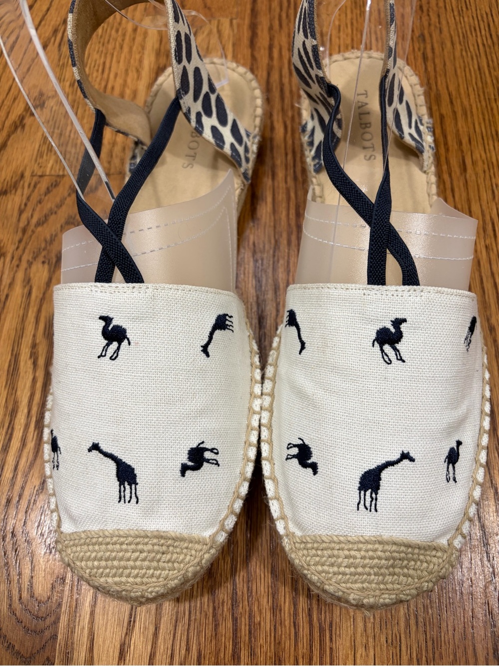 Talbots Ivy Espadrille Slingback Sandal Flats - Navy Embroidered Giraffes (11) - Picture 3 of 10